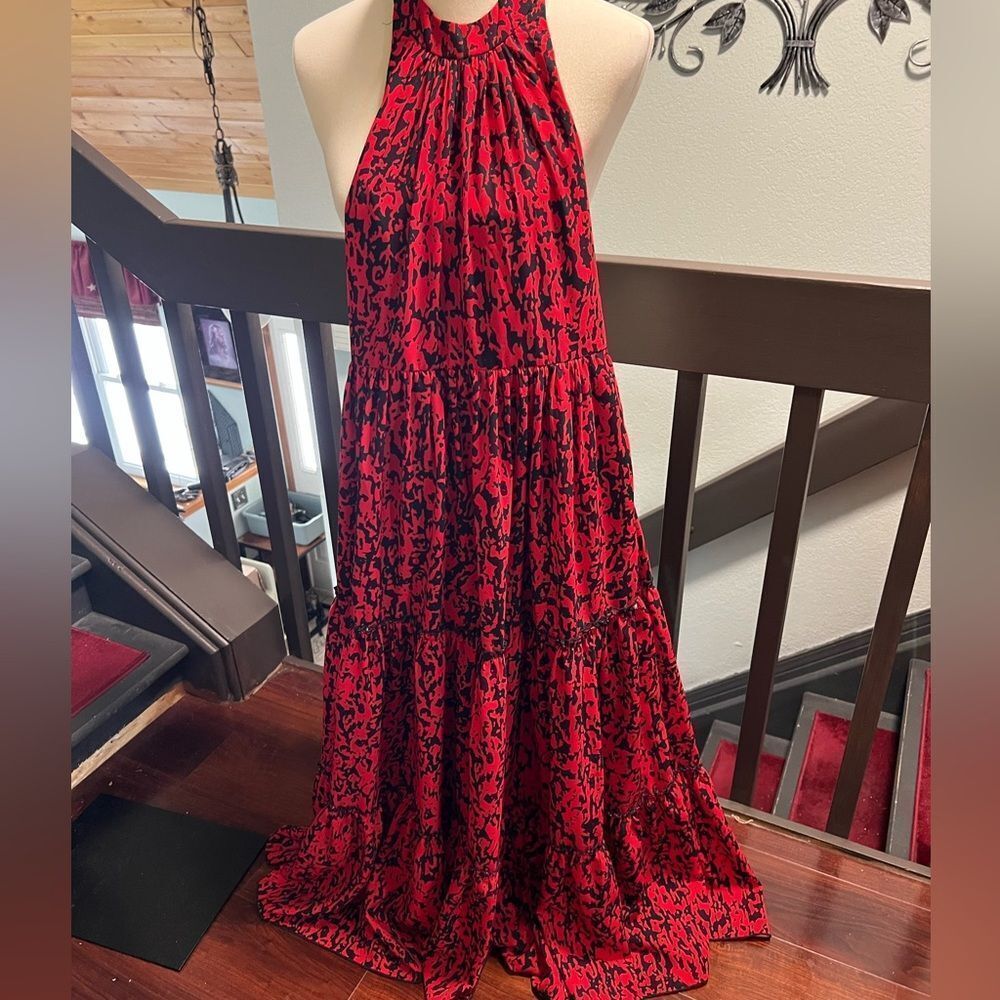 Anthropologie Red and Black Maxi Dress